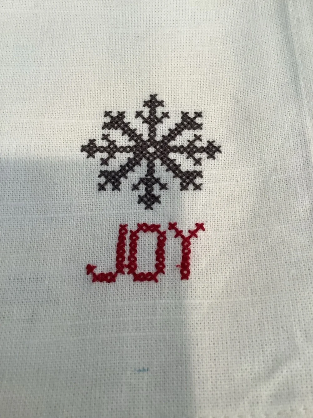 Threshold White Holiday Embroidered Napkin Set with Red and Gray Accents
